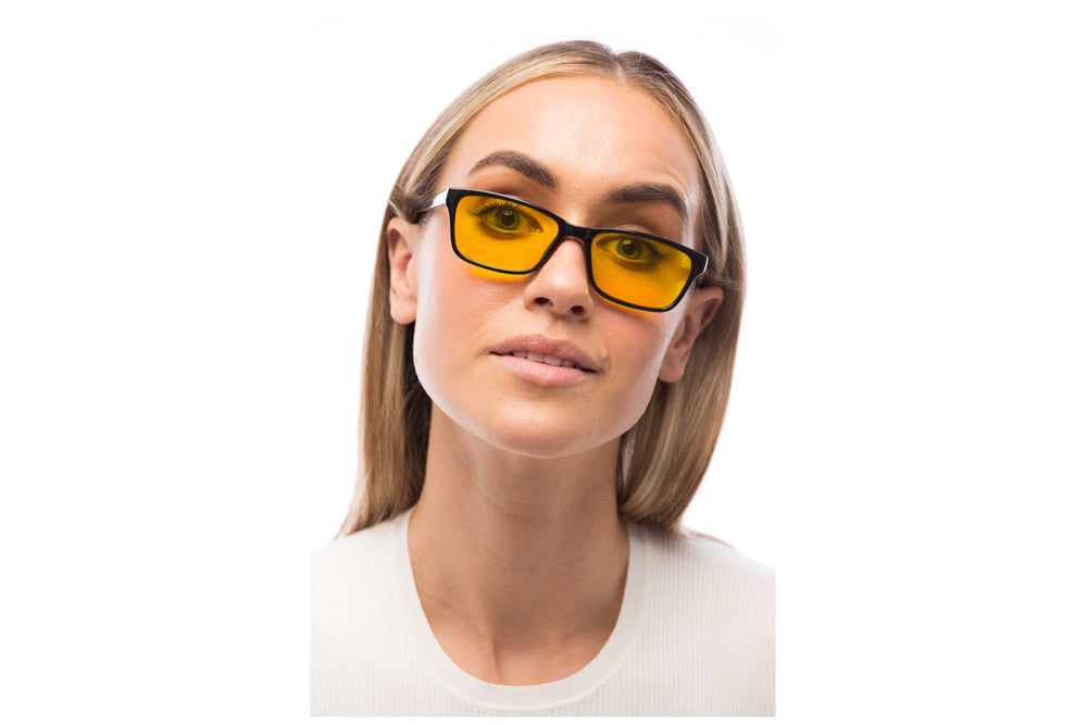 Woman Wearing Denver Light Sensitivity Glasses