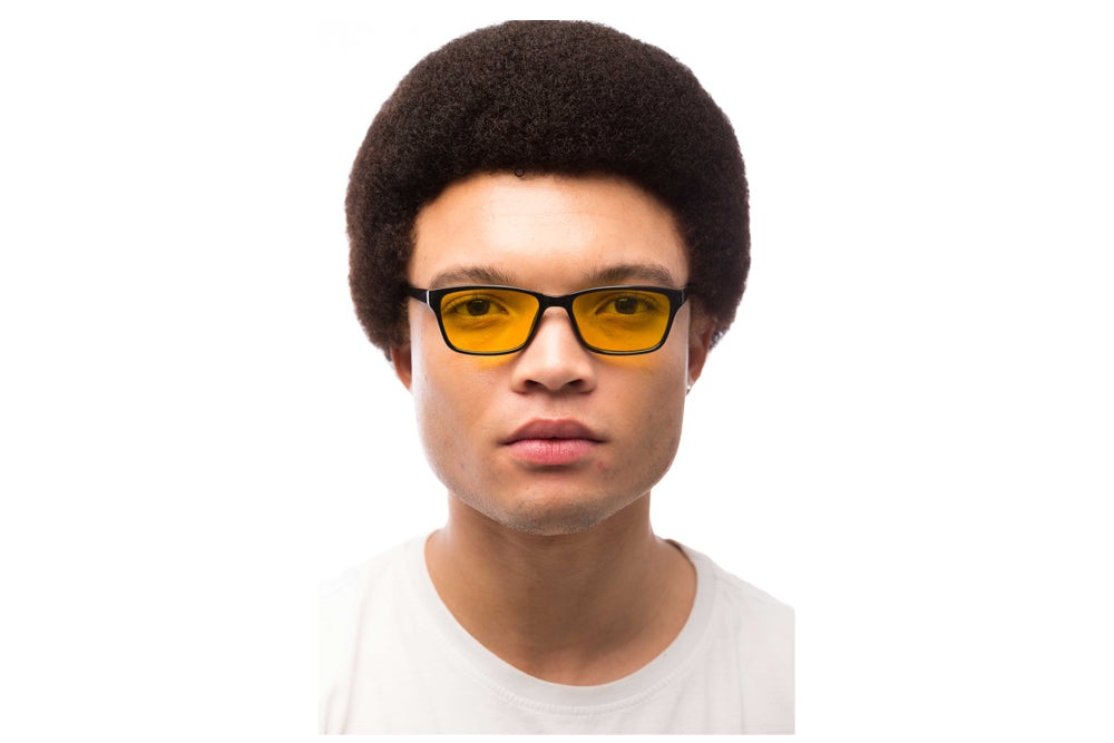 Man Wearing Denver Light Sensitivity Glasses