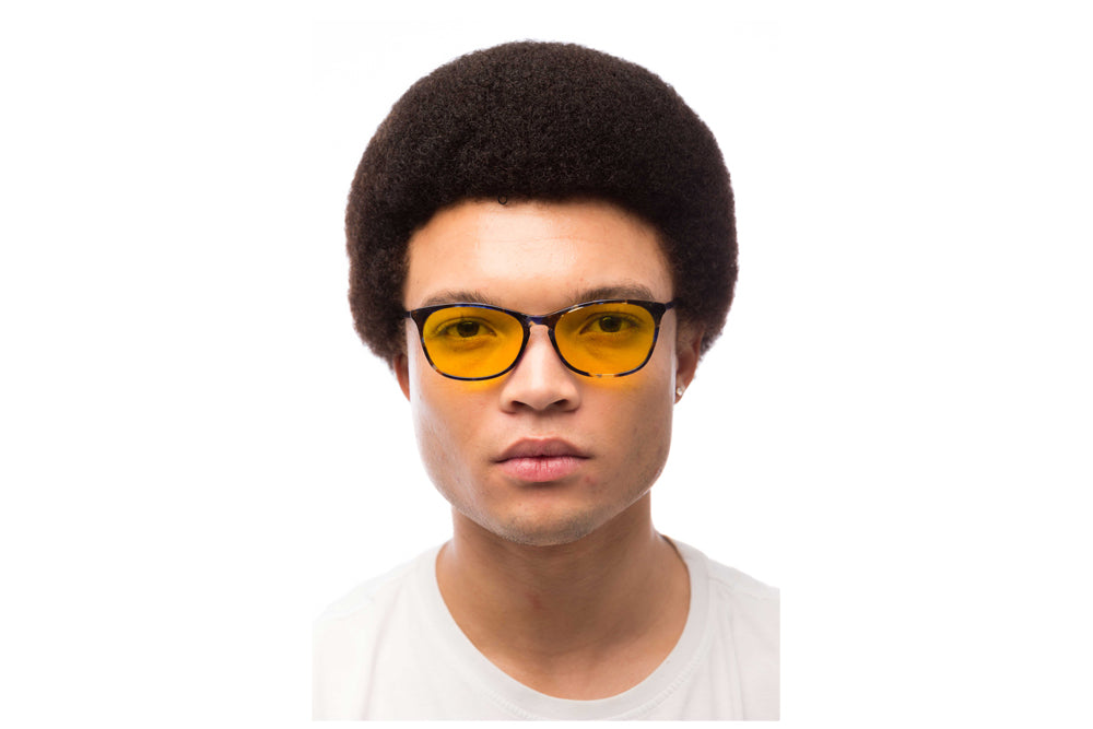 Man Wearing Galaxy Light Sensitivity Glasses
