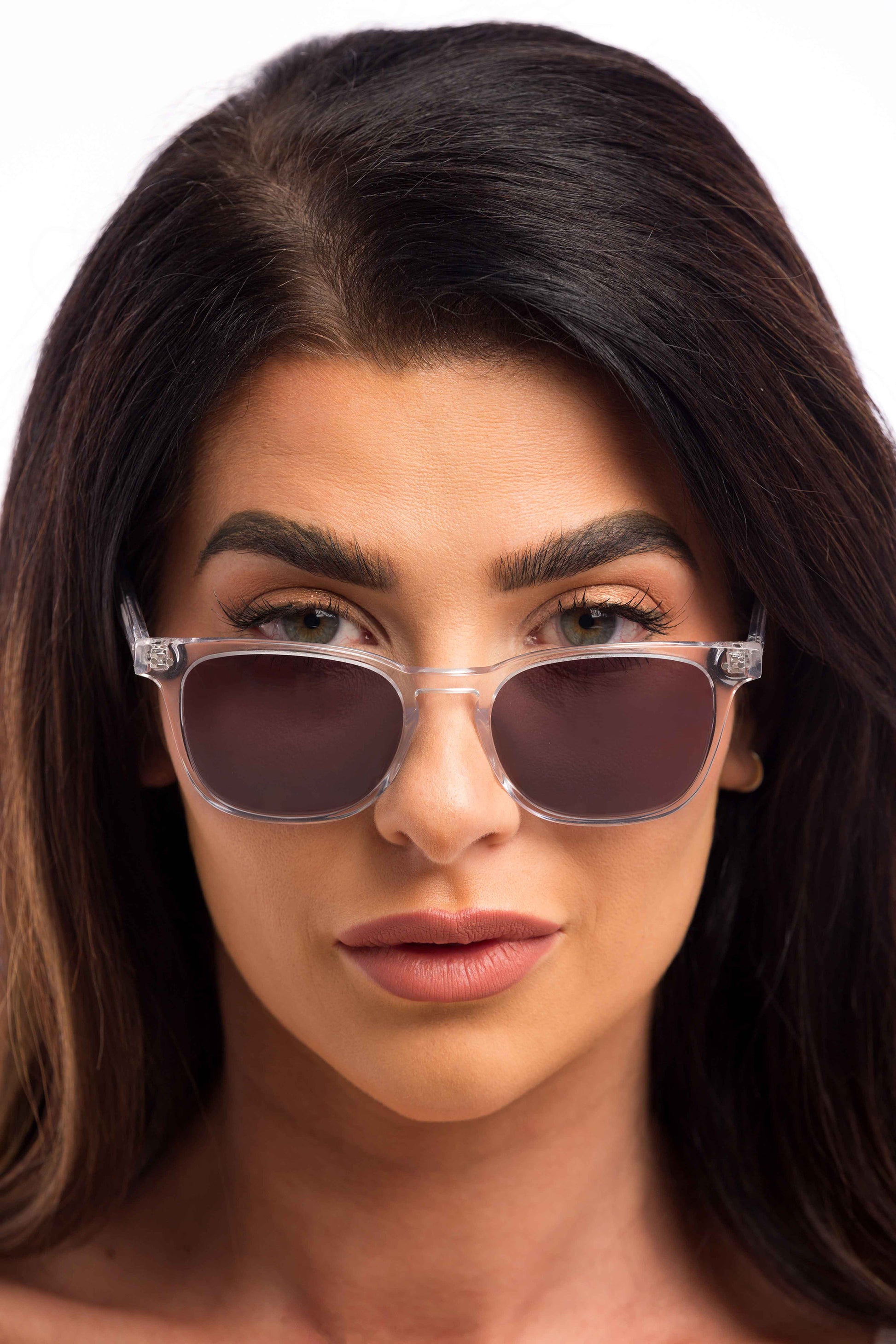 Woman Wearing Crystal Sunglasses (Grey)